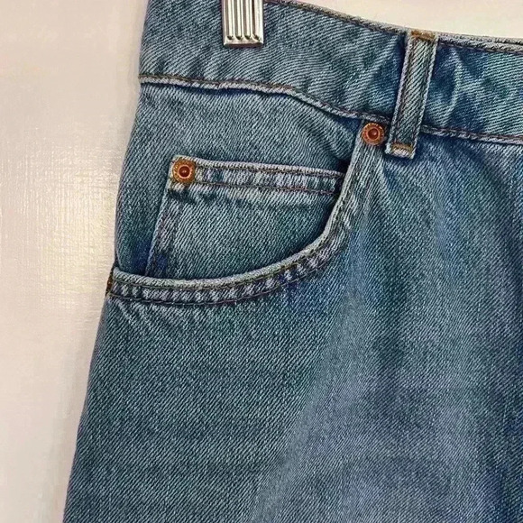 Top Shop Blue Denim Mini Skirt Size 10 - Picture 2 of 11